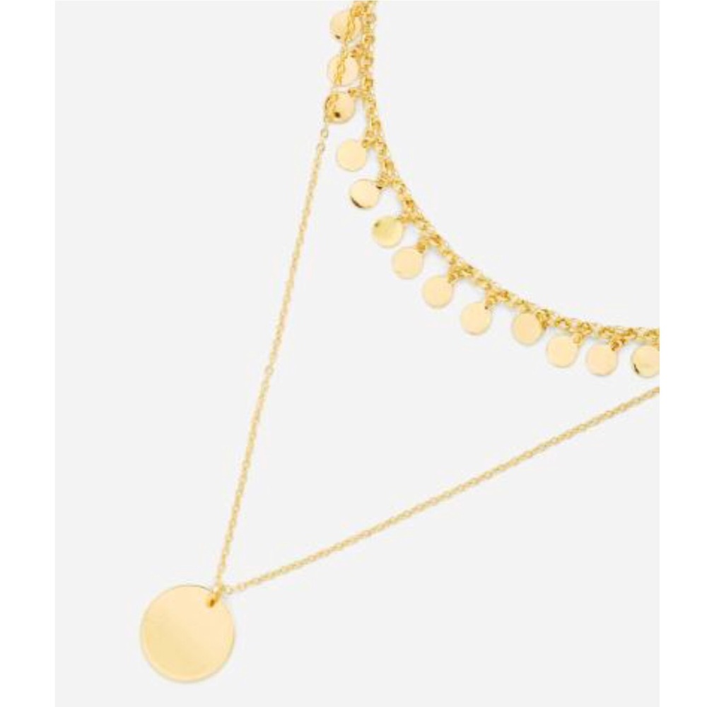 Two layer gold choker and disc pendant necklace!